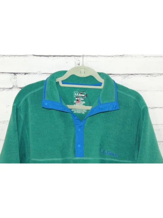 LL Bean Classic Snap Fleece Pullover Sweater Outdoor Athletic Green XS - Picture 7 of 11